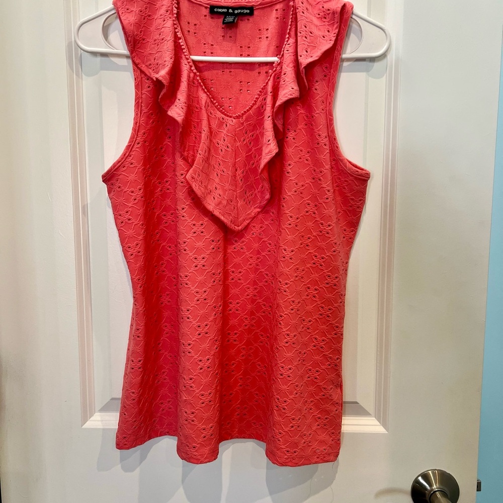Coral Lace Sleeveless Top